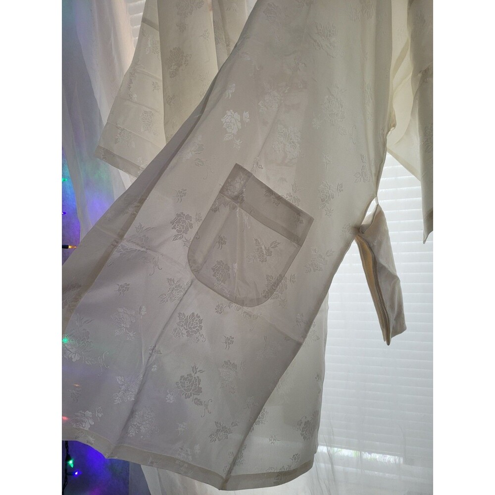 GOLDEN BEE Kimono Robe Womens XL White Embroidered Belted Floral Pockets NWT - Picture 5 of 7